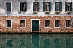 View of a facade on a canal in Cannaregio, Venice, Veneto, Italy, Europe