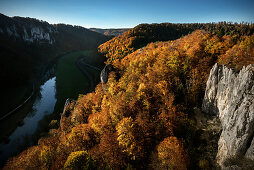 View from the Falkenstein ruins to the Upper Danube Valley Nature Park, Danube, Germany