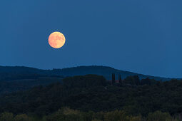 Full moon in Chianti, east of Pogibonsi, Tuscany, Italy