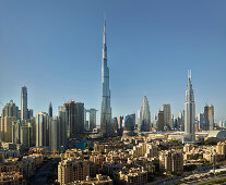 Blick von South Ridge nach Downtown Dubai, Burj Khalifa, Dubai, Vereinigte Arabische Emirate