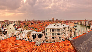 Canal Grande and Rialto Bridge from the roof terrace &quot;Tedeschi&quot; in Venice, Panorama, Veneto, Italy