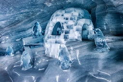 Iglo and ice sculptures in the ice palace at Jungfraujoch, Valais, Switzerland