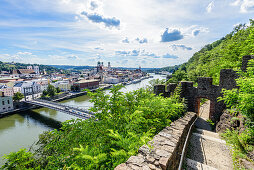 Blick auf die Altstadt von Passau und die Donau, Niederbayern, Bayern, Deutschland