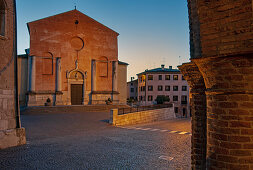 The unfinished facade of the Cathedral of San Marco in Pordenone, the largest place of worship in the city. Friuli region, Italy