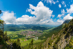 Panorama vom Schattenberg, 1692m, auf Oberstdorf, Allgäu, Bayern, Deutschland, Europa