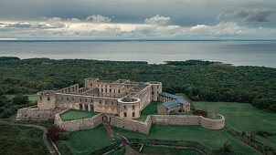 Borgholm Castle on the island of Oland in the east of Sweden from above