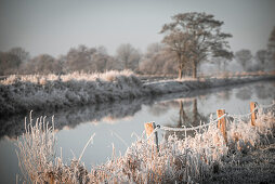 The Friedeburg Deep in frost, Etzel, East Friesland, Lower Saxony, Germany, Europe
