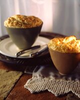 Goat's cheese soufflé in two bowls