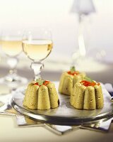 Avocado mousse and white wine glasses
