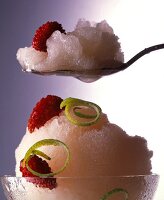 Champagnersorbet garniert mit Walderdbeeren