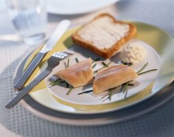Forellenfilets mit Sahnemeerrettich und Toast