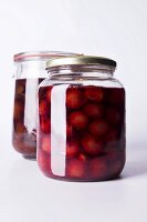 Cherry compote in two jars