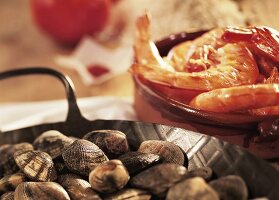 Healthy seafood: shellfish and shrimps