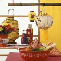 Table decorated for Asian-themed party