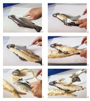 Removing the skin, head and bones from a cooked fish