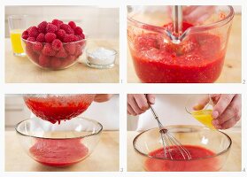 Making raspberry sauce