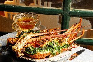 Spiny lobster with herbs