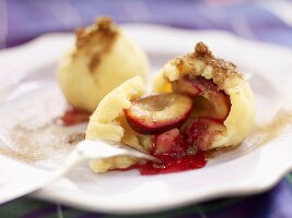 Damson dumplings with cinnamon