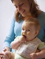 Baby eating vegetables