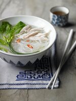 Asian noodle soup with chicken