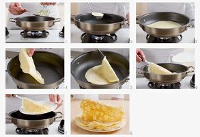 Pancakes being made