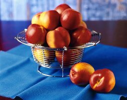 Nectarines in a Wire Basket