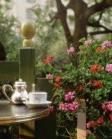 Tea Service on an Outdoor Table in Vonnas, France