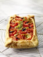 Roasted Tomato and Onion Tart on Cooling Rack