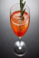 Glass of Sparkling Wine with Rosemary Sprig