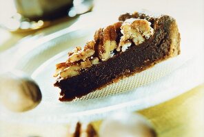 Moist chocolate cake with pecan nut