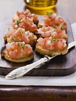 Bruschetta (toasted bread with tomatoes and garlic, Italy)