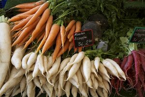 Long white radishes and carrots