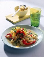 Gnocchi mit Paprika-Gemuese. 