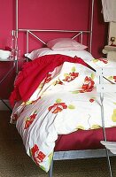 Bettwäsche mit roten Rosen(pinkfarb. Wolldecke)