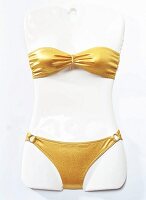 Goldener Bikini,seitlich Ringe mit Bandeau-Top