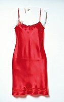 Rotes Dessous-Kleid mit Blumenapplikationen