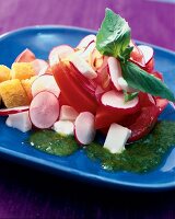 Tomaten - Morzzarella - Salat mit Radieschen und Dressing