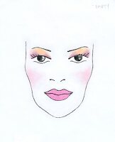 Sketch of woman's face with glamorous make-up