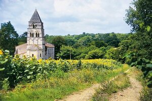 Kirche aus dem 12. Jahrhundert liegt zwischen Wald und Feld