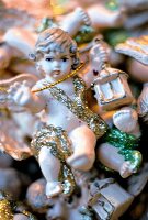 Close-up of cherub figurine for Christmas decoration
