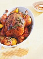Chicken with parma ham in serving dish