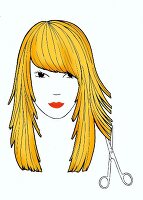Illustration of blonde woman getting a haircut
