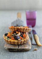 Poppy seed and aubergine tartlets