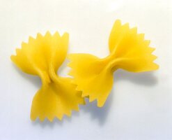 Close-up of farfalle pasta on white background