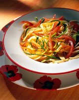Close-up of vegetable spaghetti on plate
