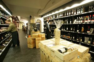 Interiors of wine shop in Germany, blurred motion