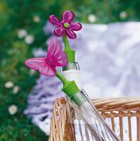 Verschluss für angebrochene Flaschen , Schmetterling- und Blütennmotiv