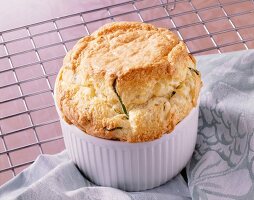 Chicken and mushroom souffle in cake case