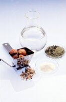 Close-up of ingredient for preparation of buckeyes pack on white background