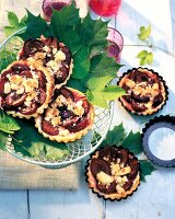 Close-up of plum tartlets